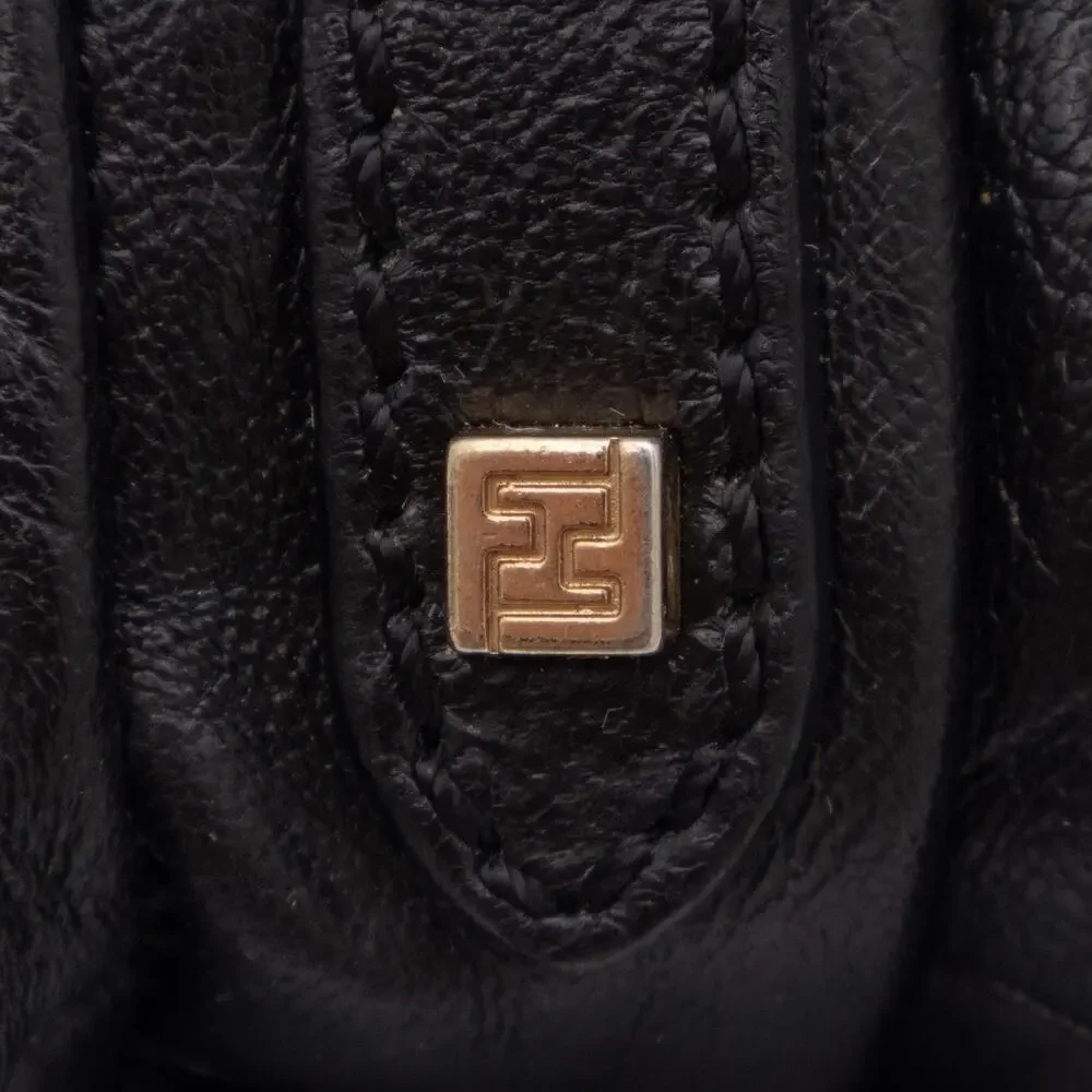 FENDI Sweety Sweet FF Baguette Black Napa Leather Shoulder Flap Bag VTG Y2K